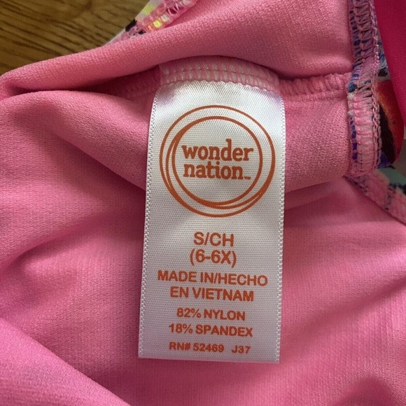 Wonder Nation Multi Color One‎ Piece Swim Suit And Wrap Size 6/6x - Picture 5 of 8